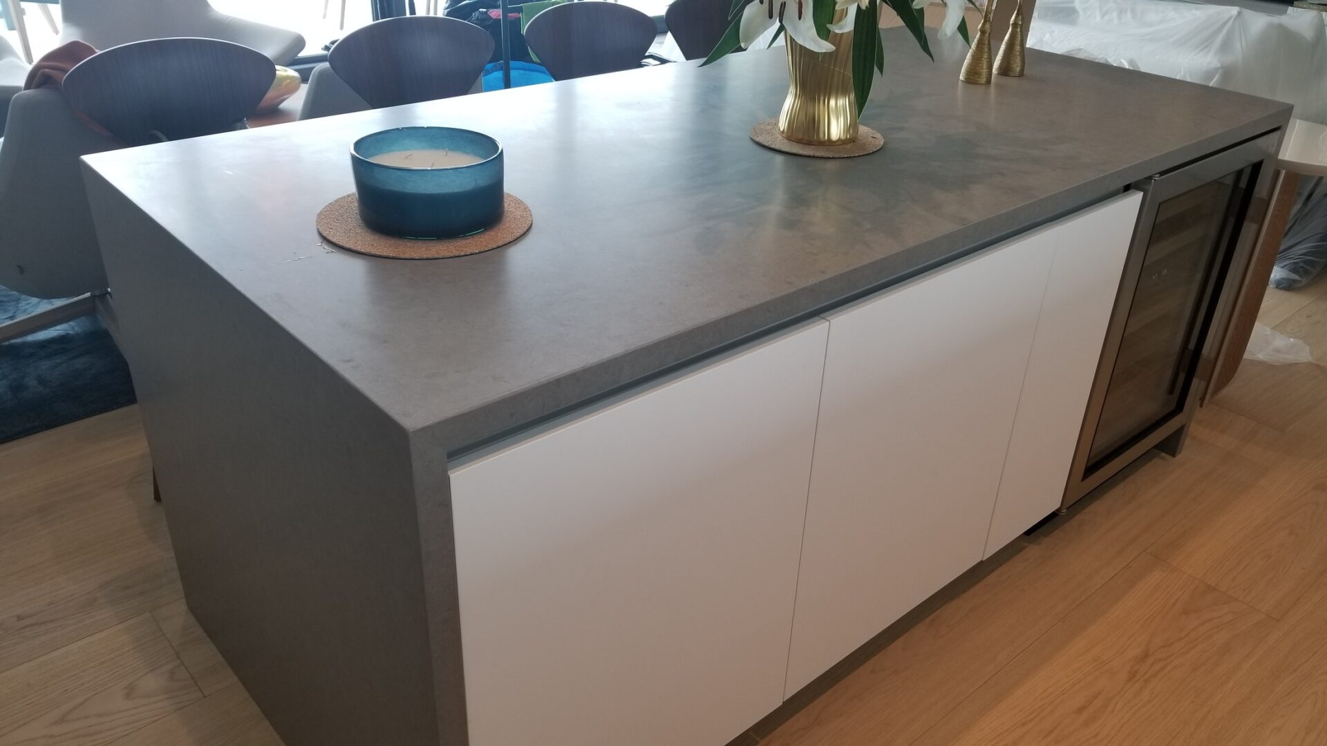 Gray Island & Mirrored Backsplash — view 2