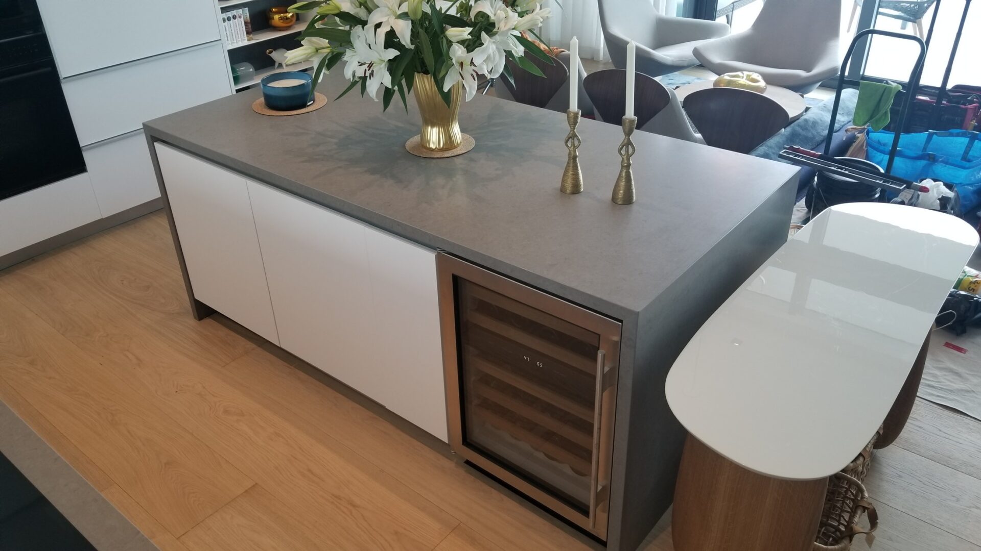 Gray Island & Mirrored Backsplash — view 3